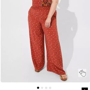 Torrid Rust Copper Challis Wide Leg Pants 30w Plus Size